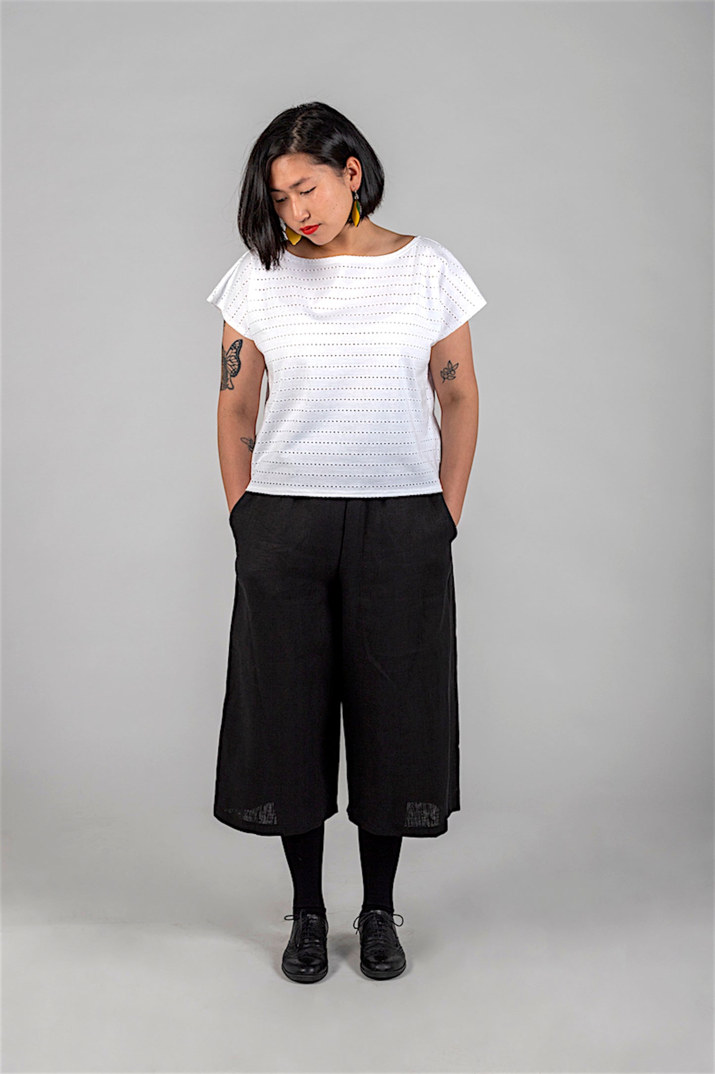 Culottes Housut pellava musta