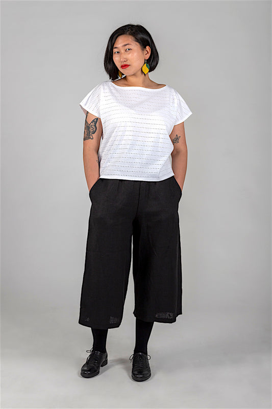 Culottes Housut pellava sininen