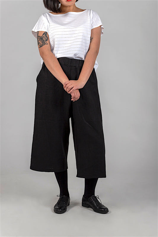 Culottes Byxor linne svart