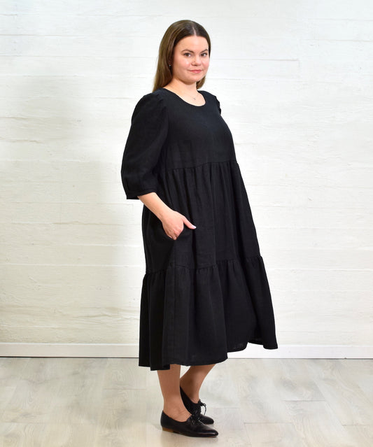 Alva linneklänning, svart
