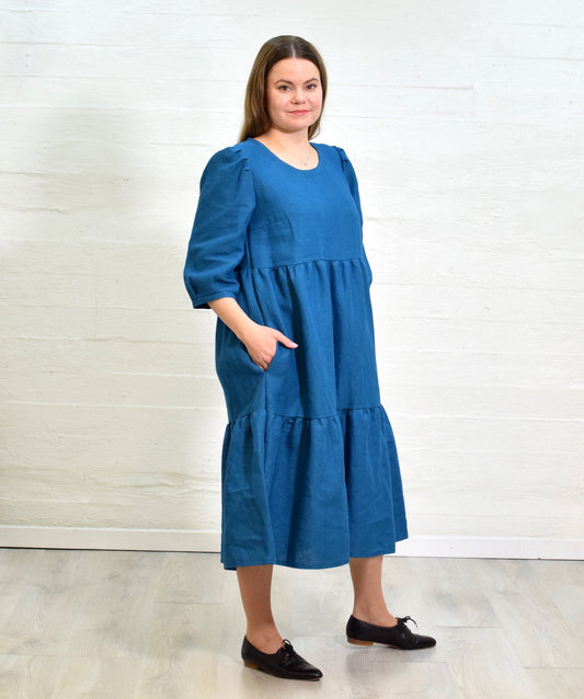 Alva linneklänning, petrol