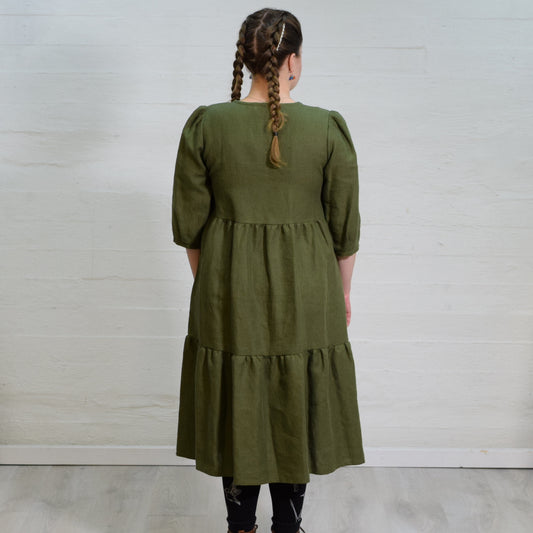 Alva linneklänning, grön