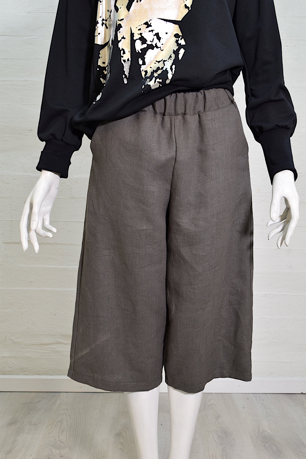 Culottes Housut pellava harmaa