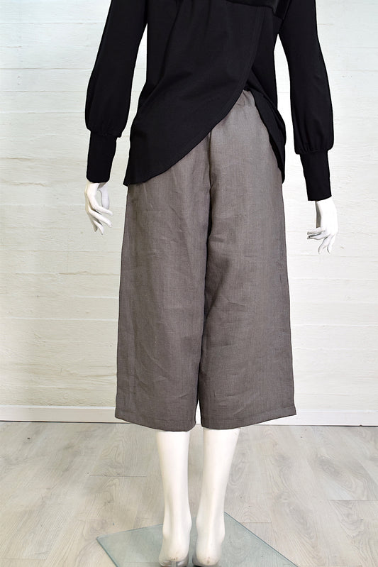 Culottes Housut pellava harmaa