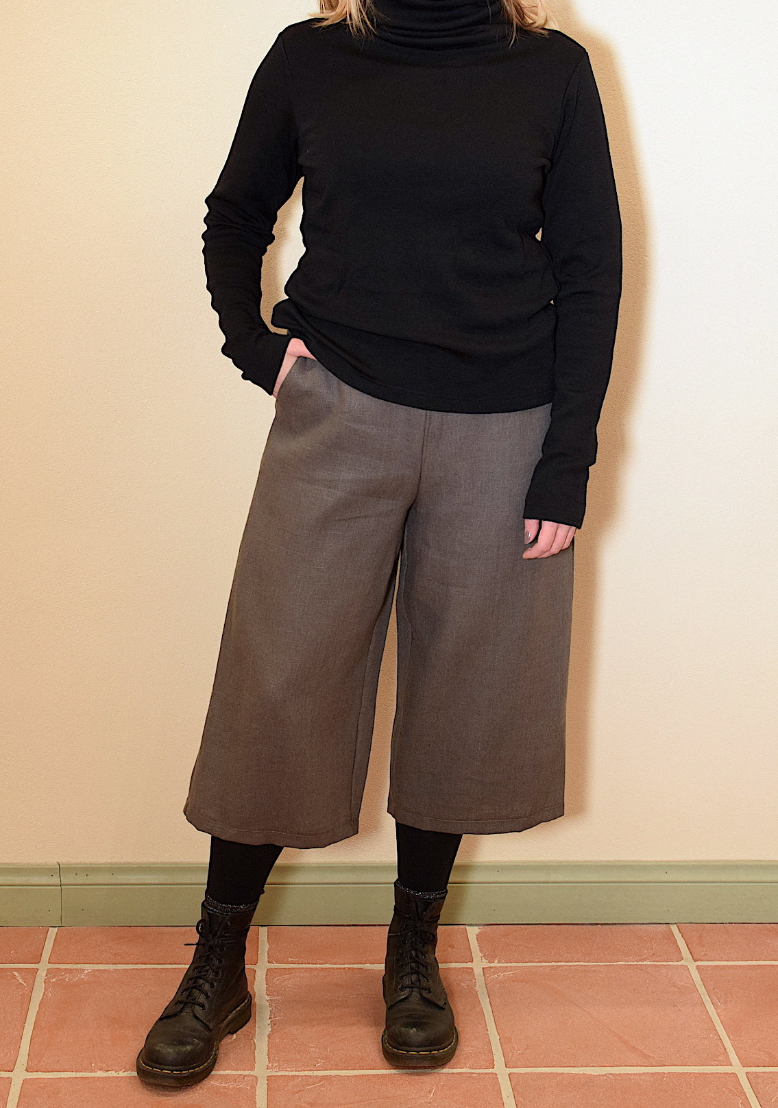 Culottes Housut pellava harmaa