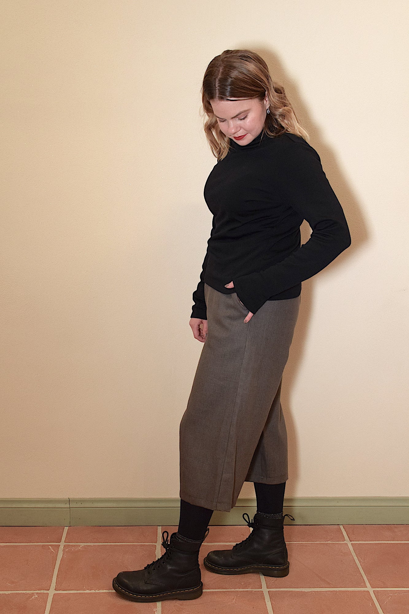 Culottes Housut pellava harmaa
