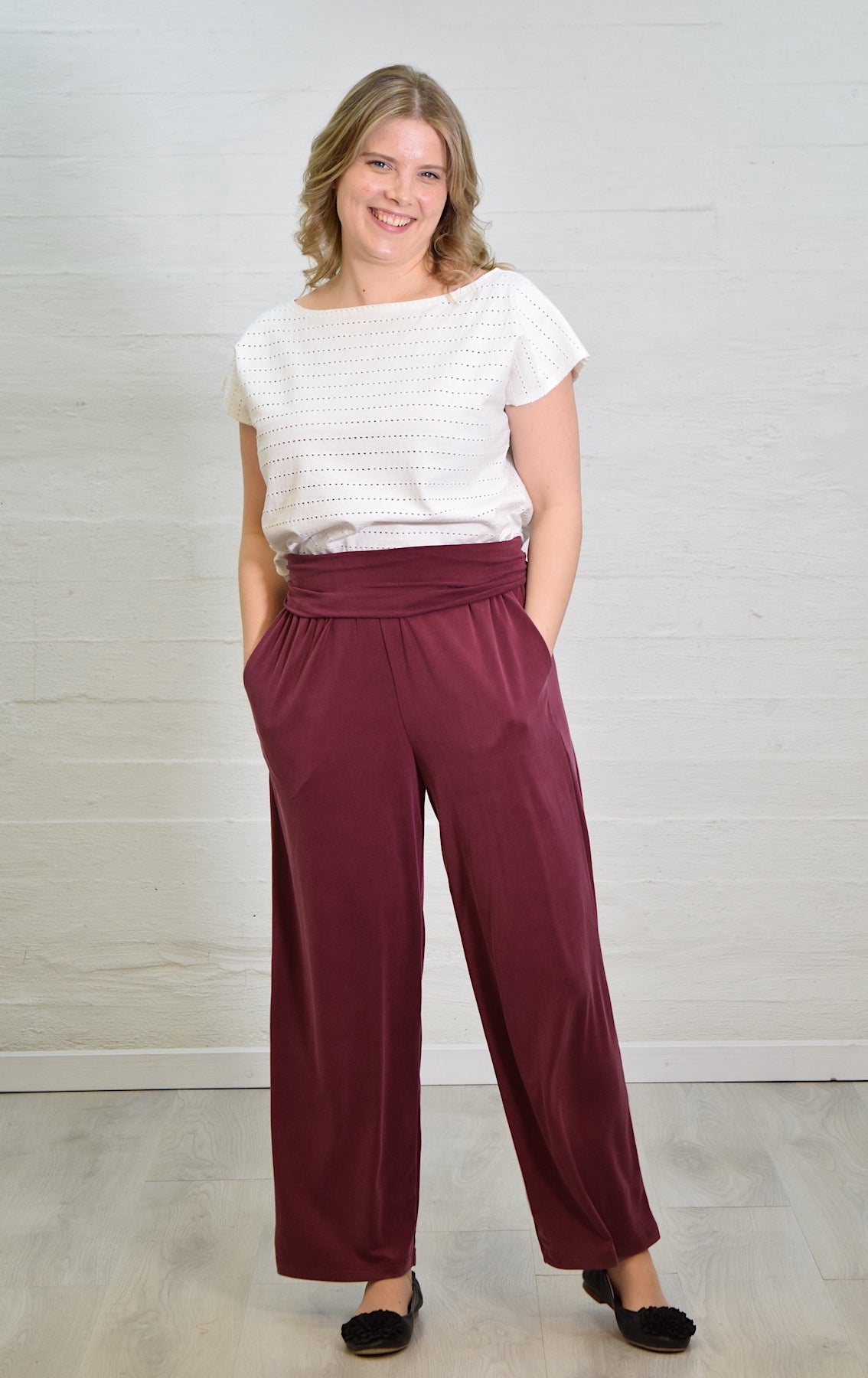 Linen pants, plum