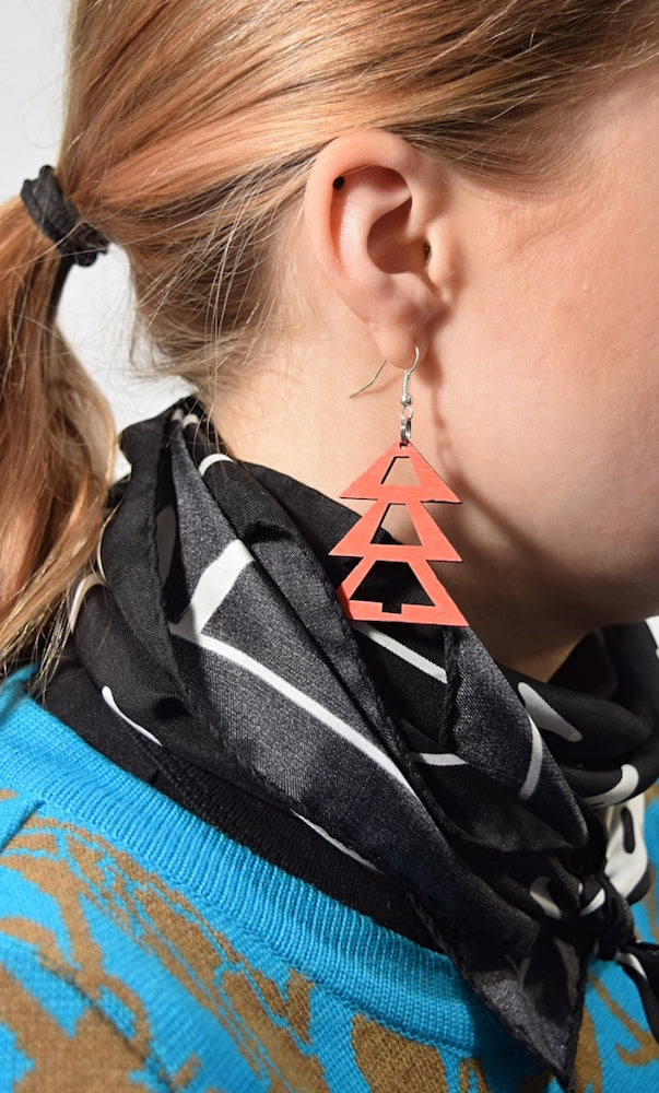 Christmas Tree Earrings Wood