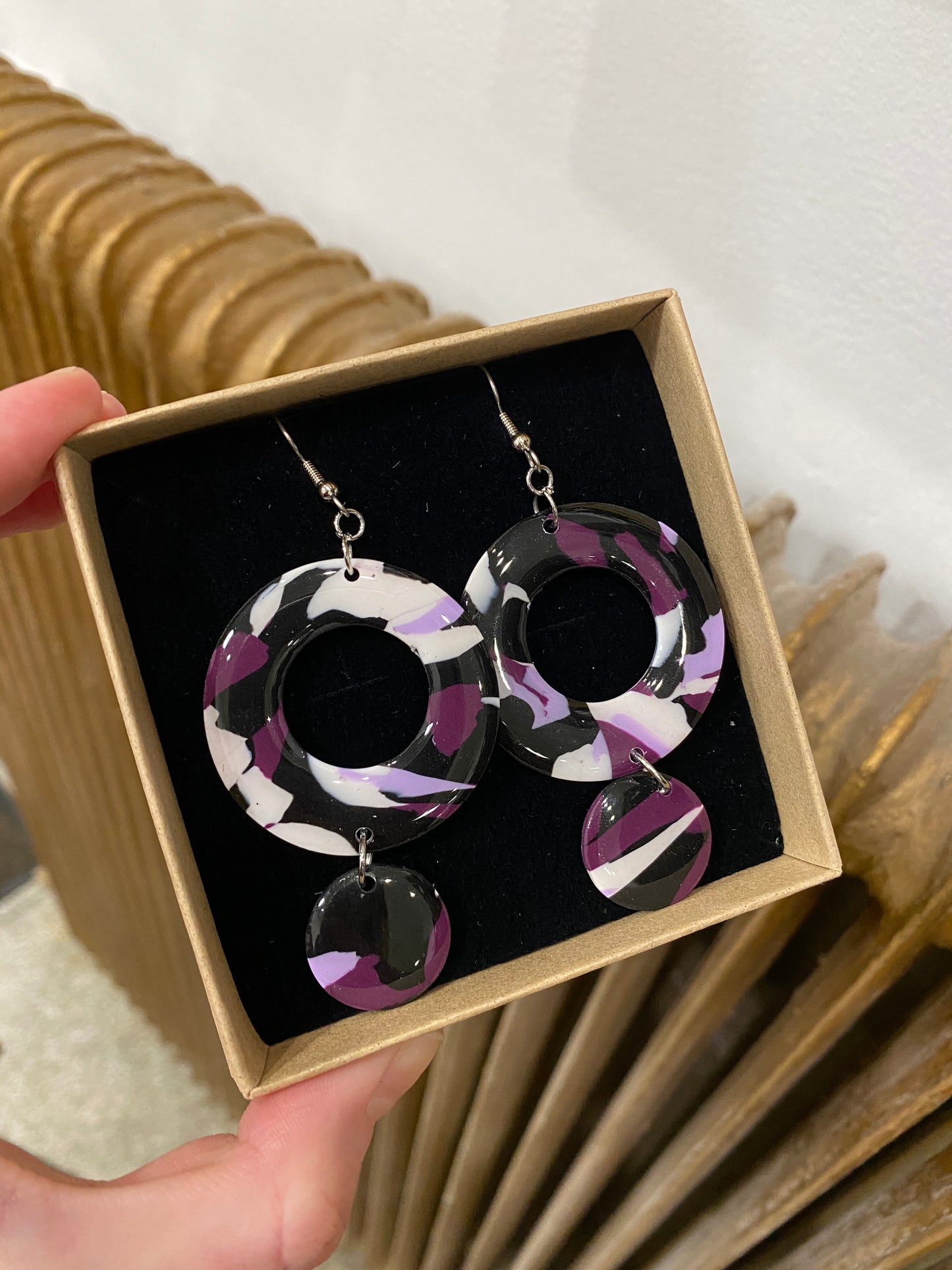 Ellipse earrings, purple shiny