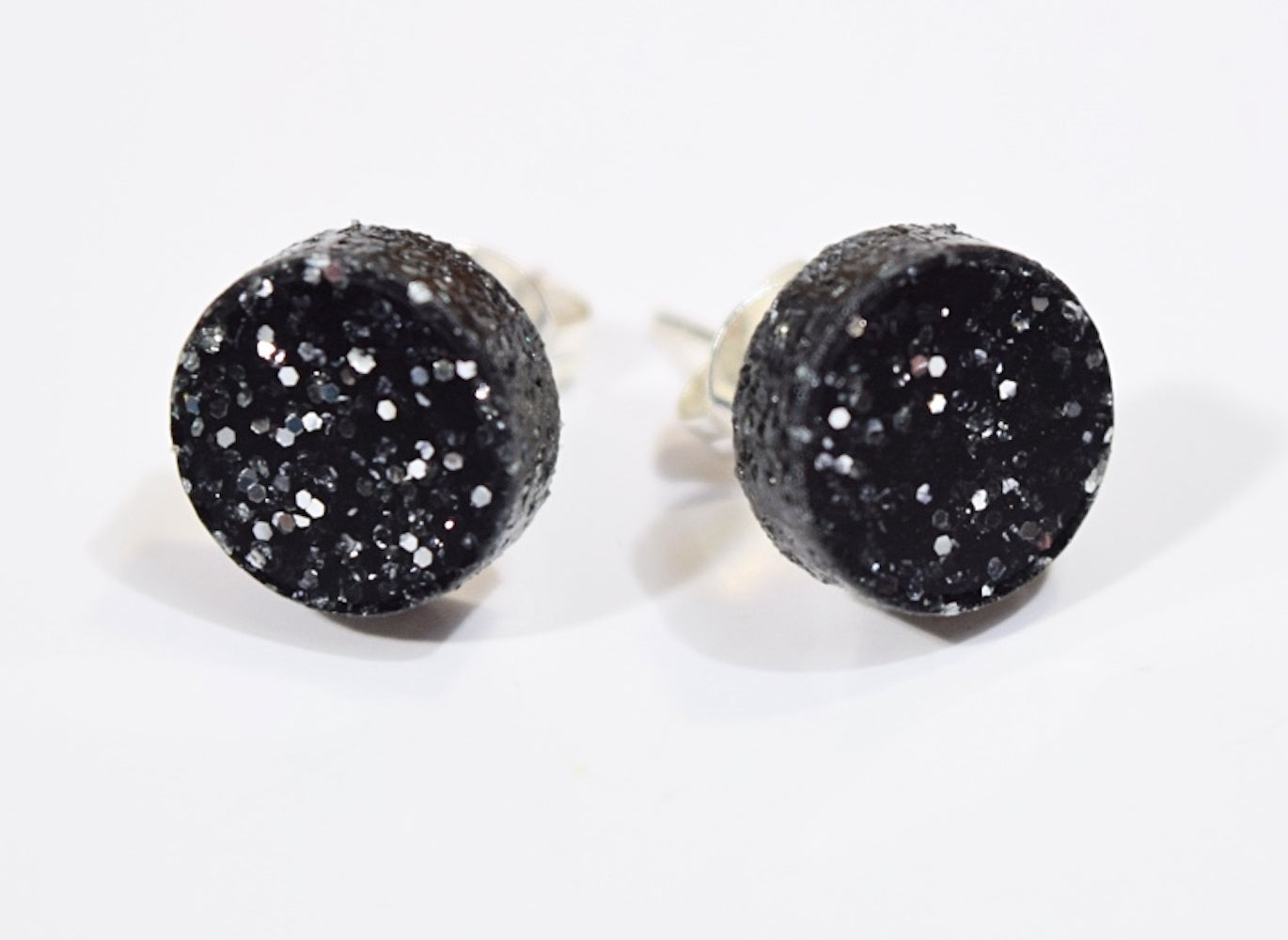 Basic Glitter Stud Örhängen Black Cirkel