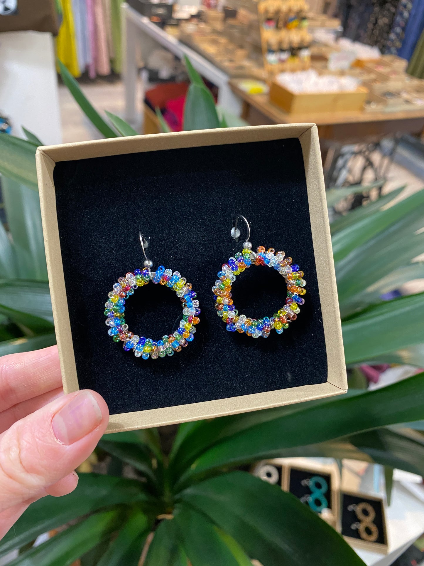 Glass Drop Earrings Circle Multicolor