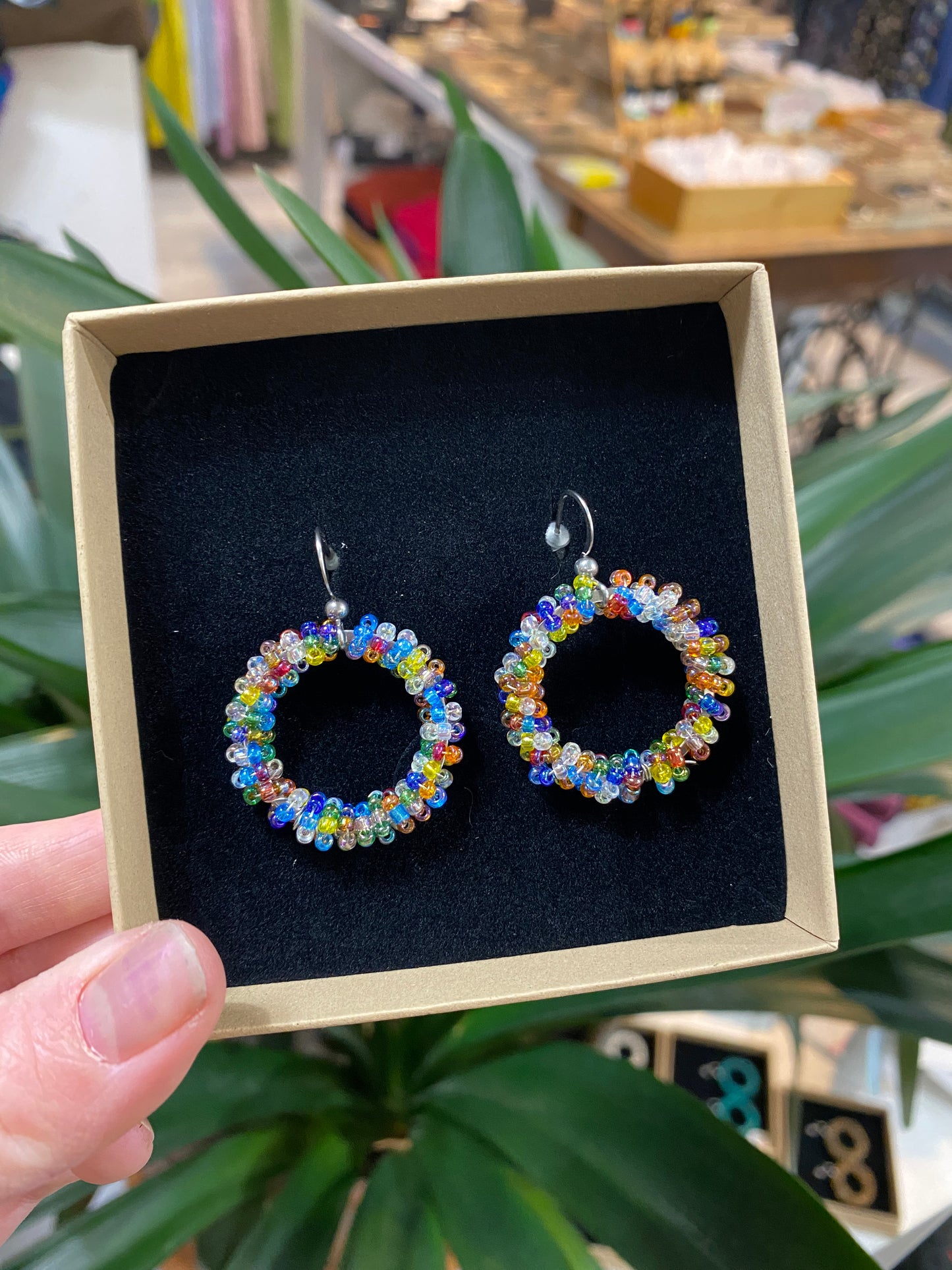 Glass Drop Earrings Circle Multicolor