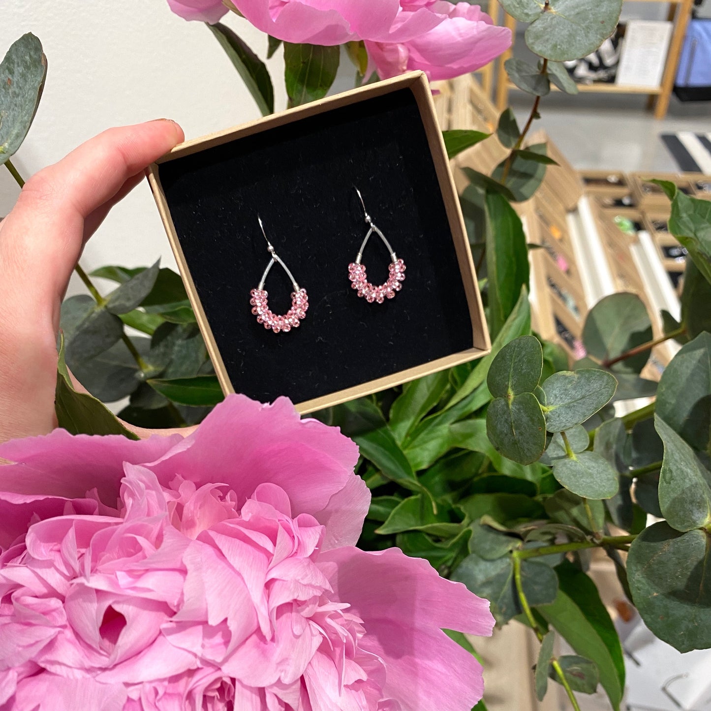 Mini Glas Drops Örhängen Rosa