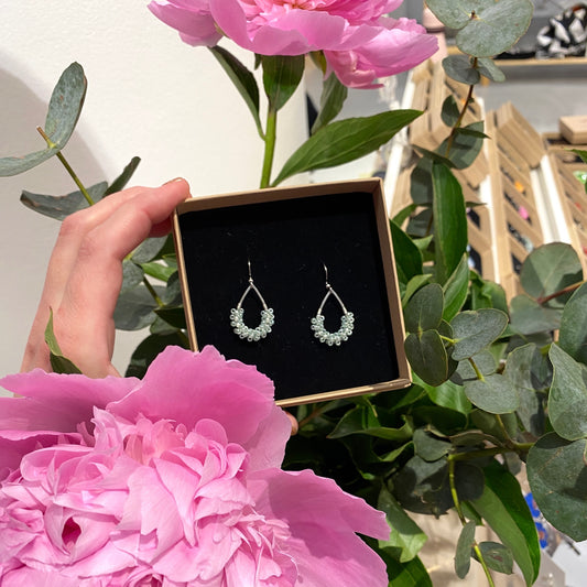 Mini Glas Drops Örhängen ljusgröna