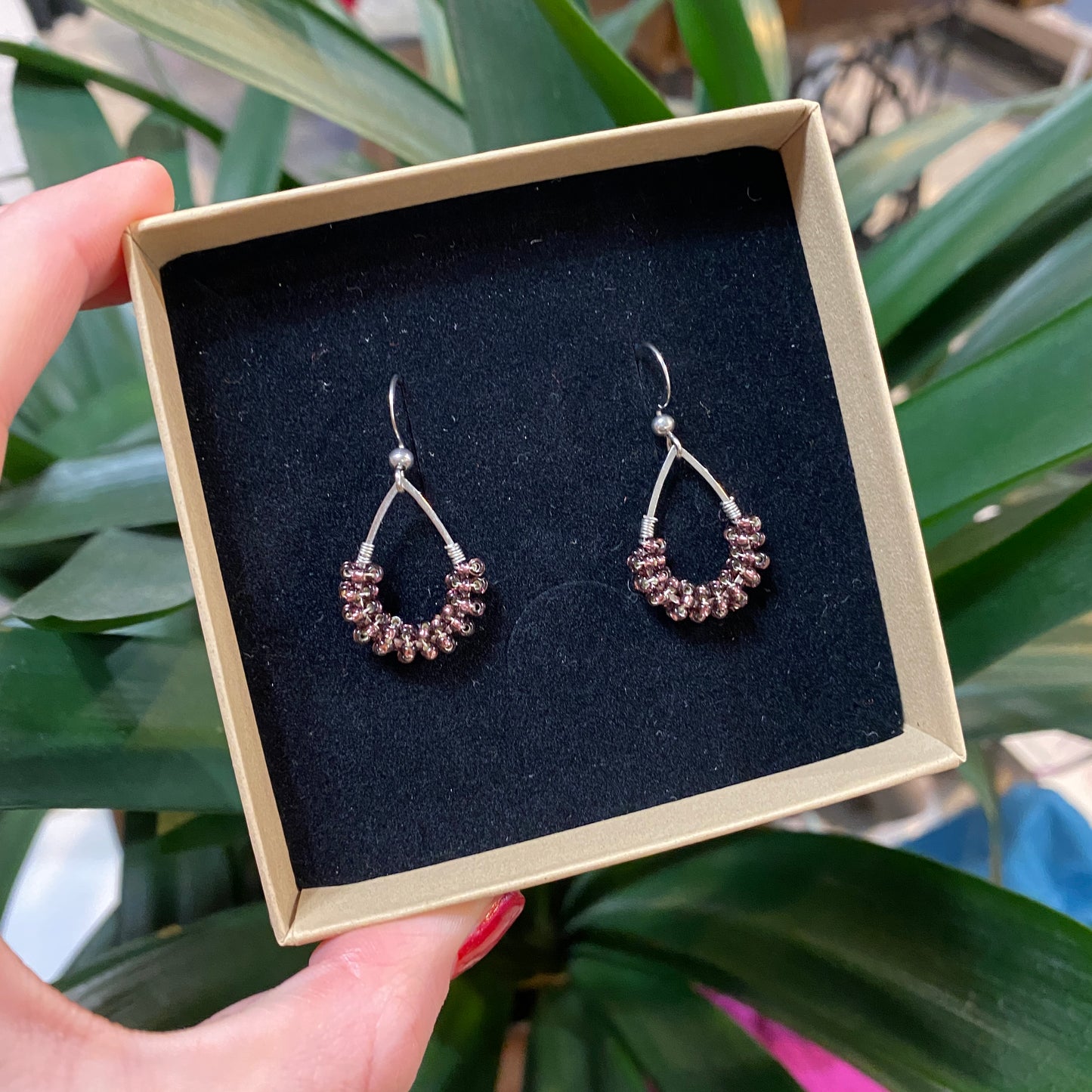 Mini Glass Drops Earrings Drop Plum
