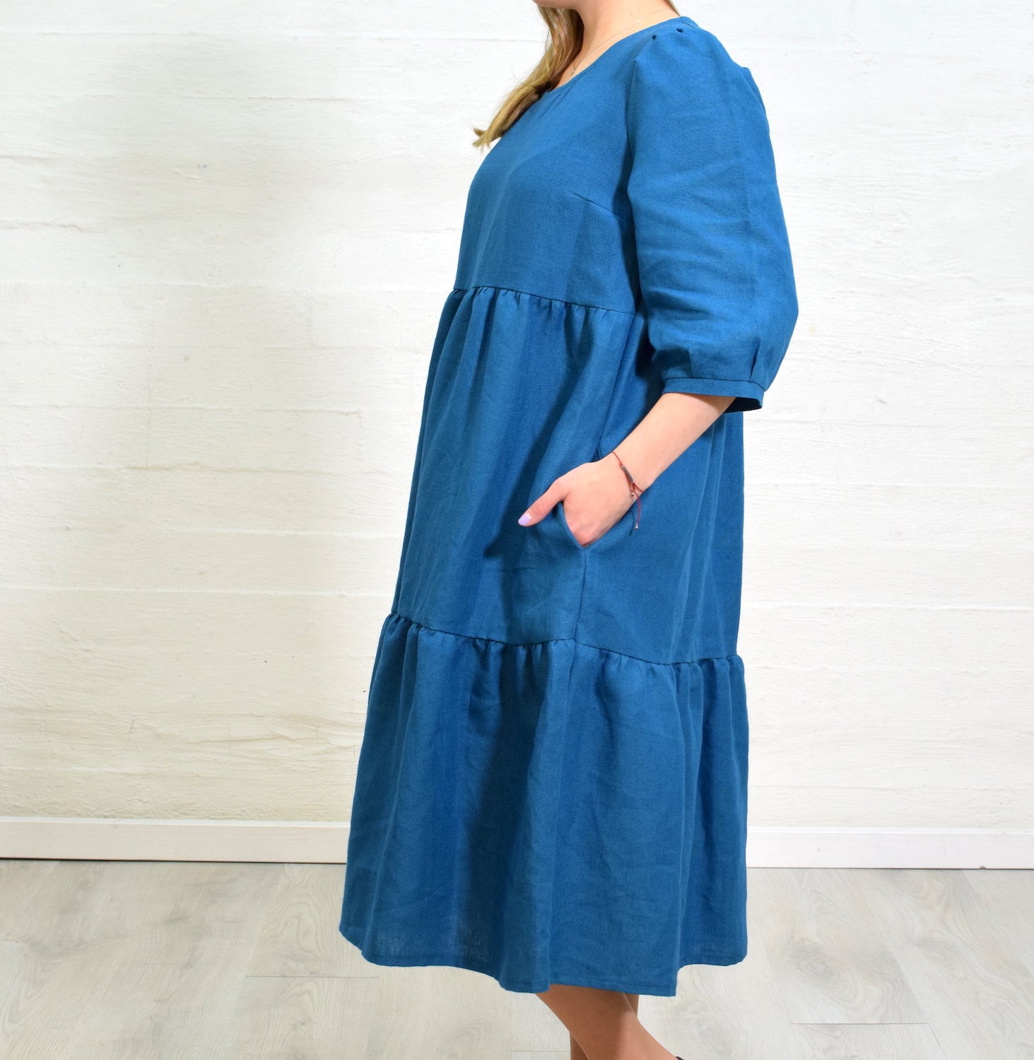 Alva linen dress, petrol Aleksiina Design Alva linen dress, petrol Aleksiina Design
