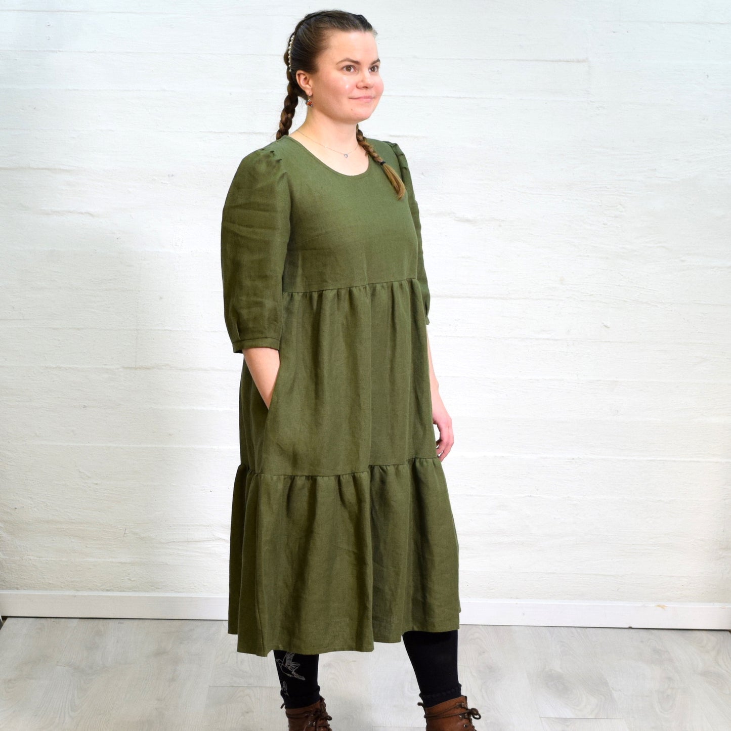 Aleksiina Design Alva -pellavamekko, vihreä