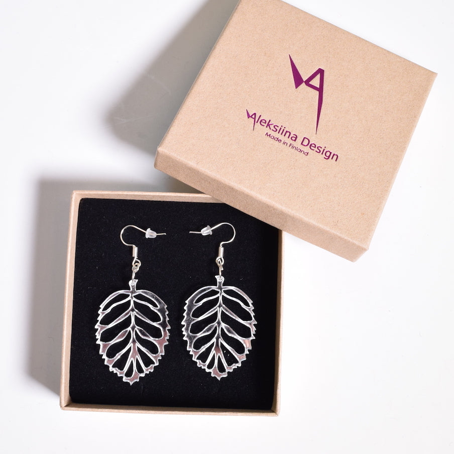 Aleksiina Design Lehti korvakorut hopeapeili