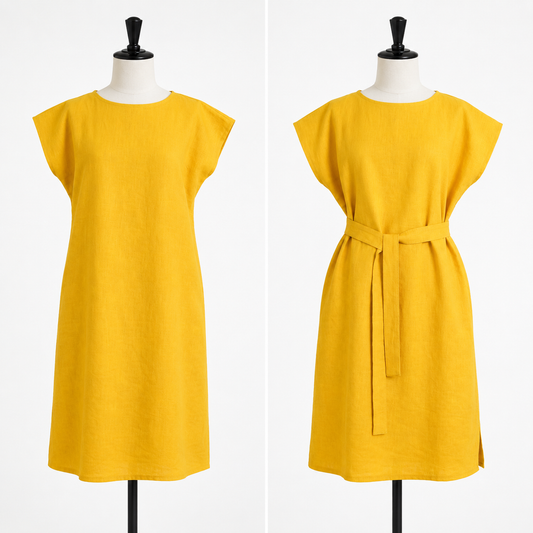Liisa dress, ramie yellow