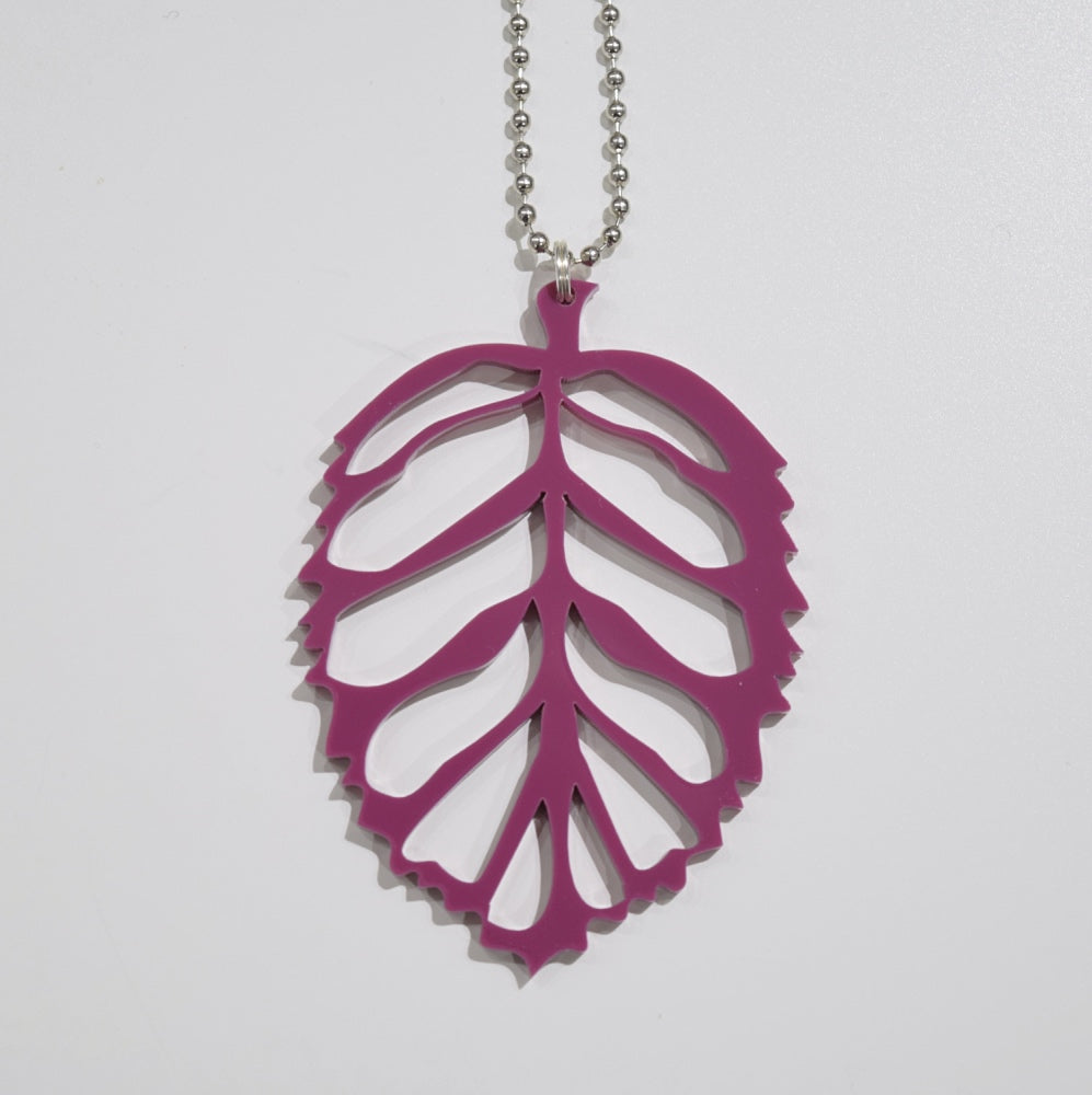 Leaf Necklace acrylic violet