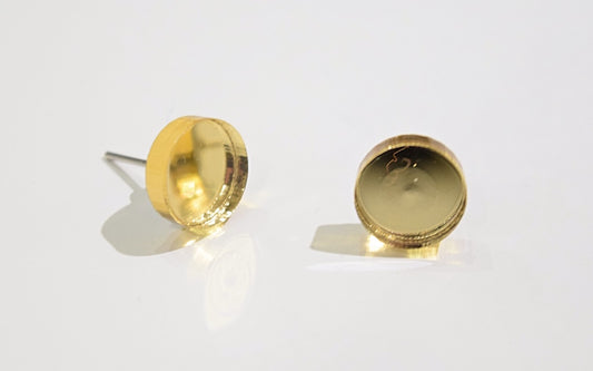 Basic Shape Stud Earring Gold Mirror Circle