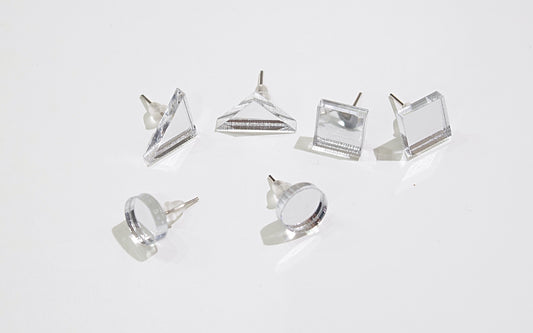 Basic Shape Stud Earring Silver Mirror Circle