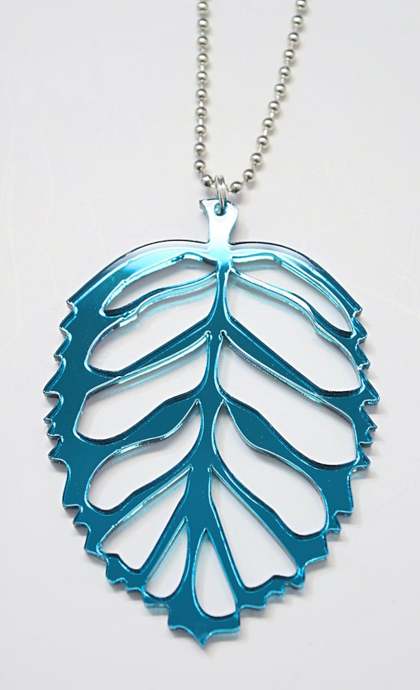 Leaf Necklace Mirror Acrylic Jade