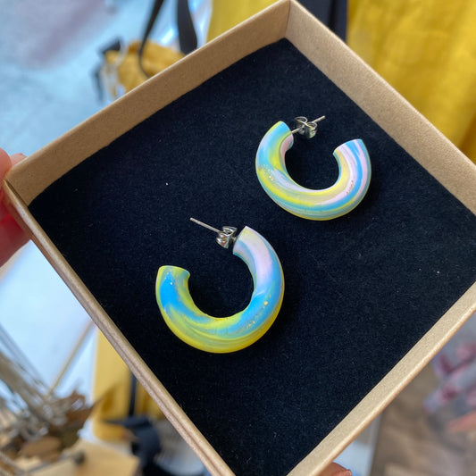 Mini Hoop Earrings, multicolor