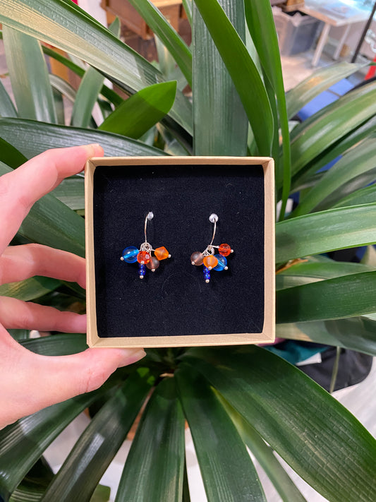 Color Spot Pearl Earrings Red-Blue-Orange-Plum